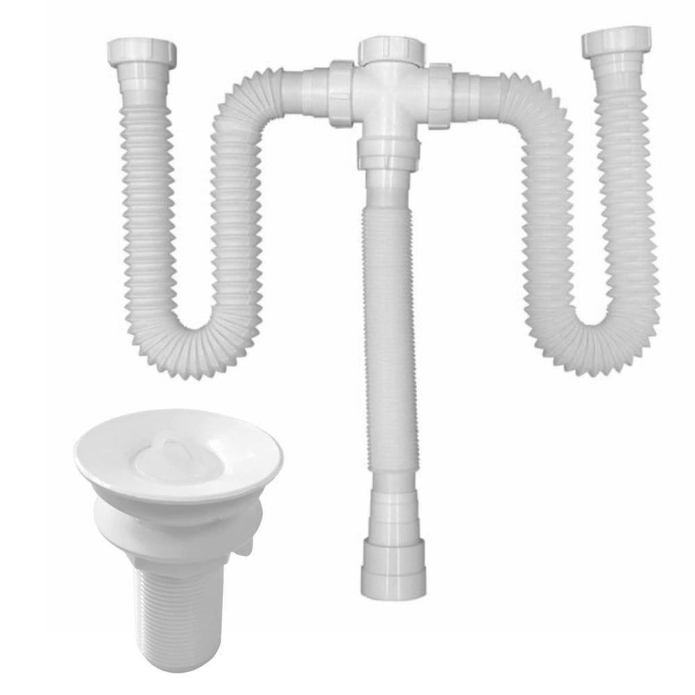 Kit Sifão Triplo 80Cm + Válvula V8