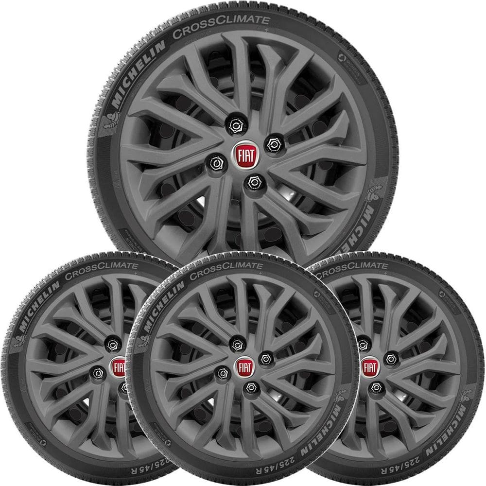 4X Calota Fiat Punto Palio Grand Siena Aro 15 Grafite 296Cp