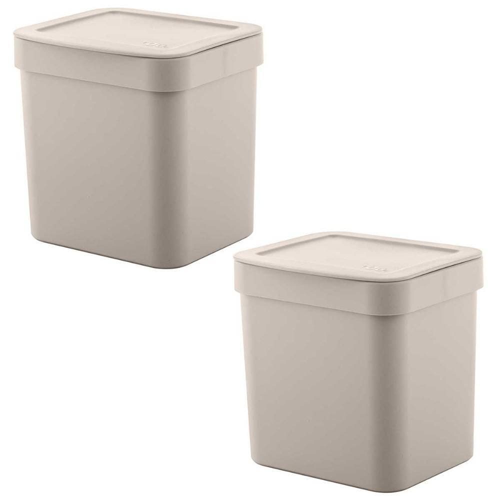 2X Lixeira De Cozinha Pequena 2,5 Litros Ou Trium Bege