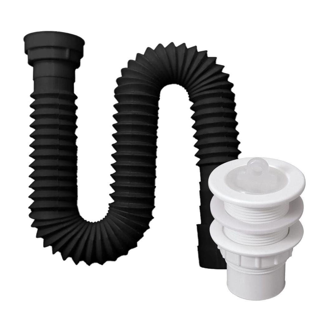 Kit Sifão Preto 72Cm + Válvula V9