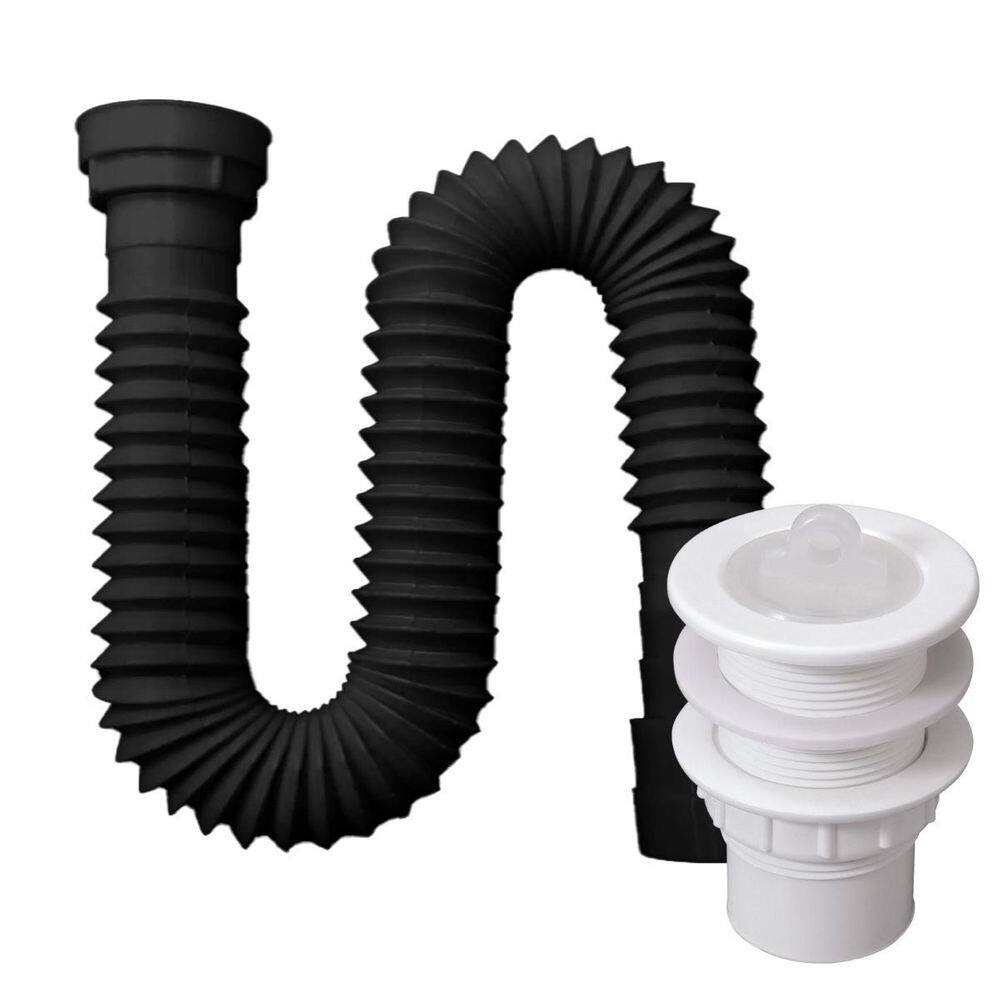 Kit Sifão Preto 72Cm + Válvula V9