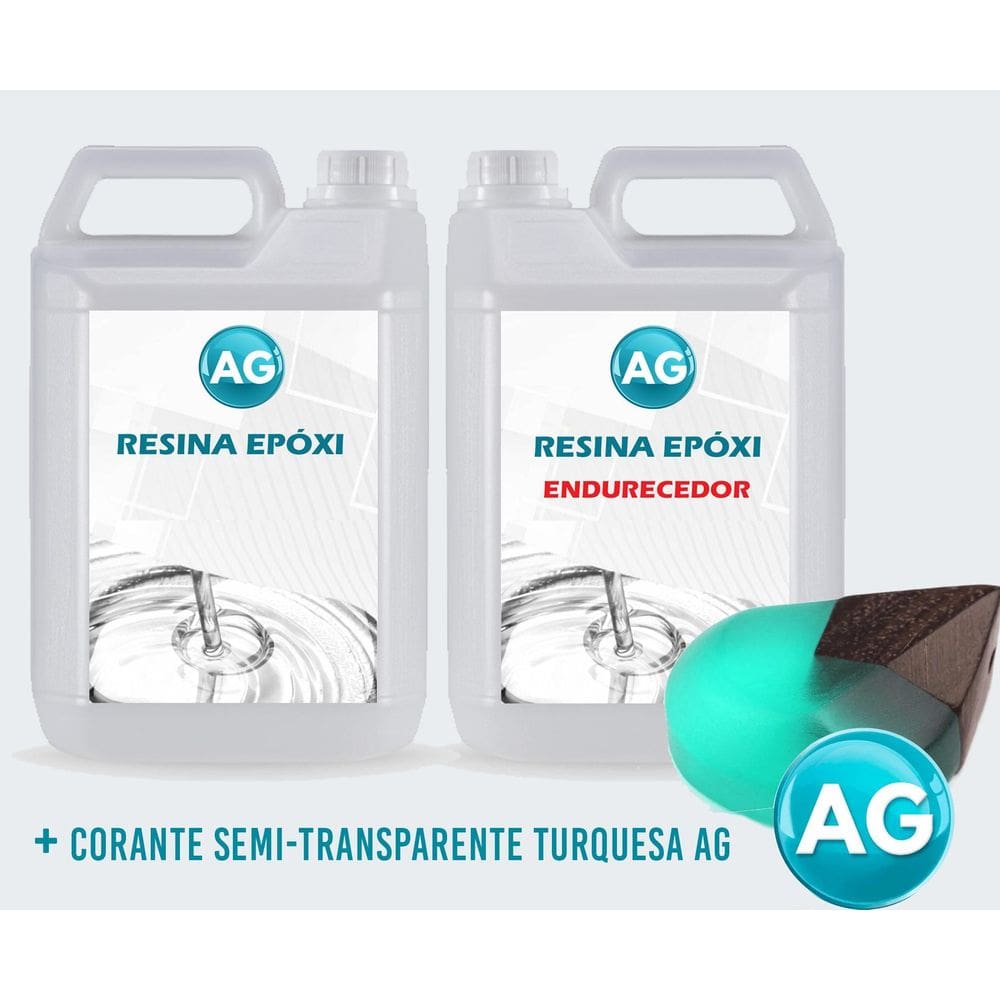 Resinas Epóxi 1Kg + Corante Semi-Transparente Turquesa Ag Ba
