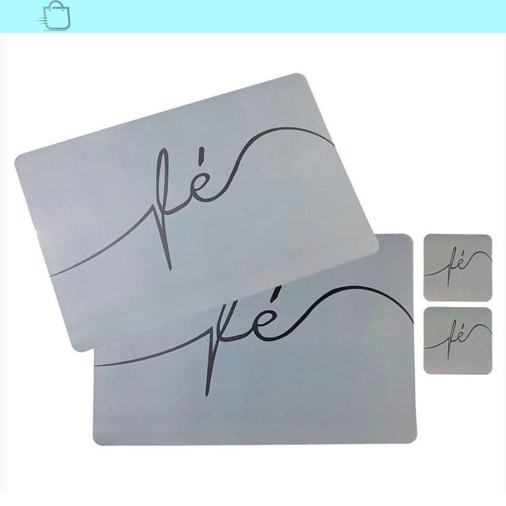 Jogo Americano Com 2 Porta-Copos Estilo E Fé Em Sua Mesa