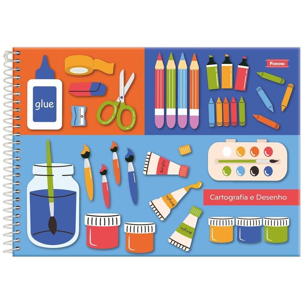 Caderno Cartografia Desenho 96Fls Esp Básico Laranja Foroni