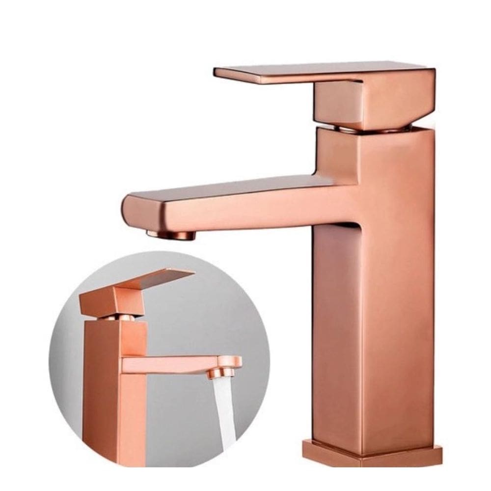 Torneira Banheiro Rose Luxo Monocomando Inox 304 Escovado