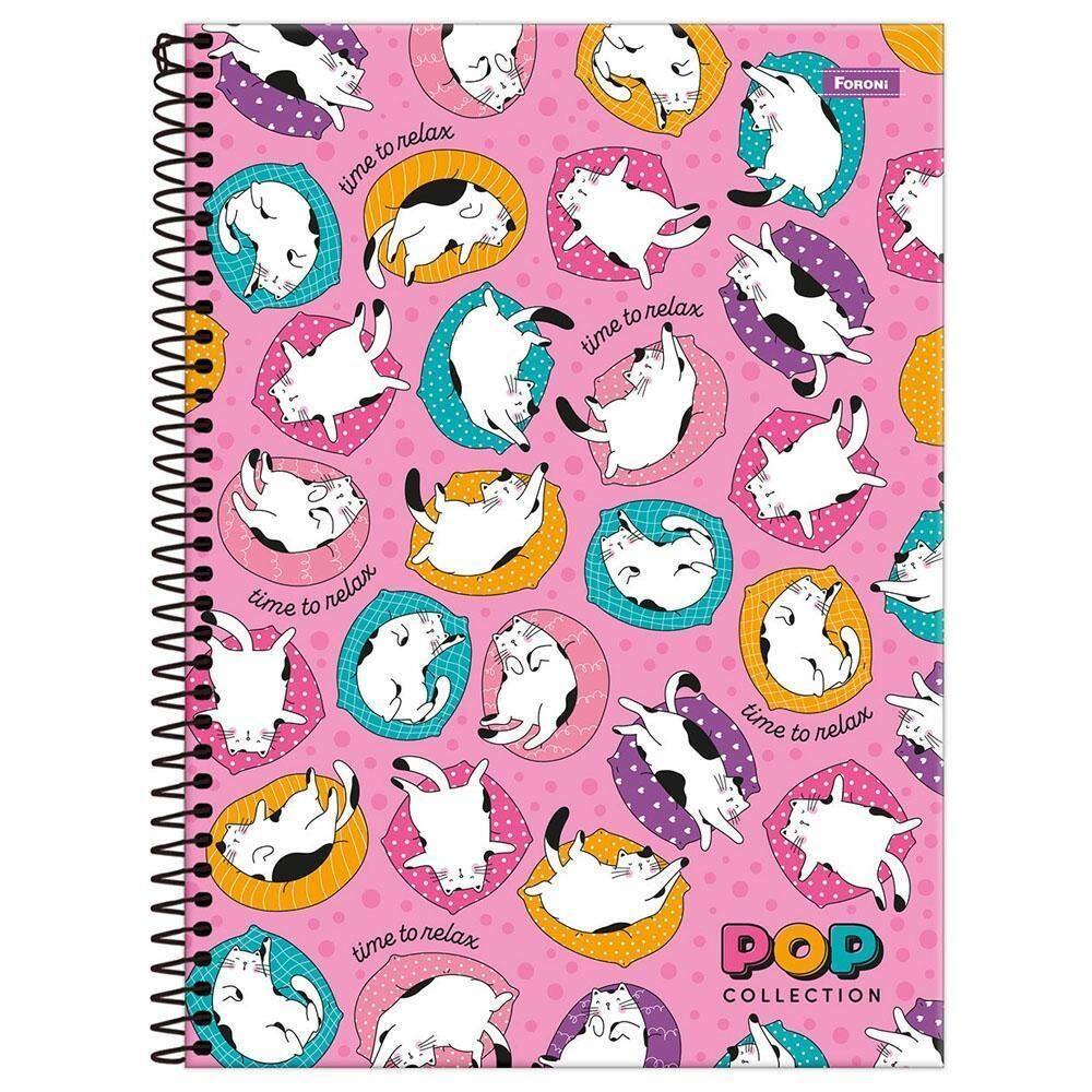 Caderno Univ 20 Matérias 400Fls Pop Collection Gatos Foroni