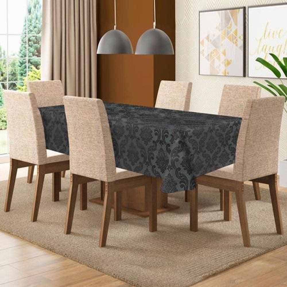 Toalha De Mesa De 4 Lugares Tecido Jacquard - Preto