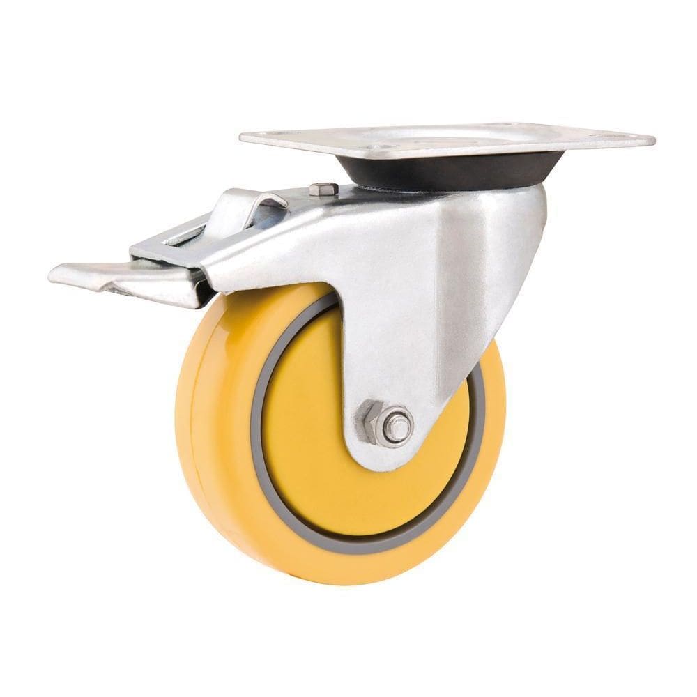 Rodizio Giratório Com Freio 4 Média 100Kg Núcleo Pvc Poliur