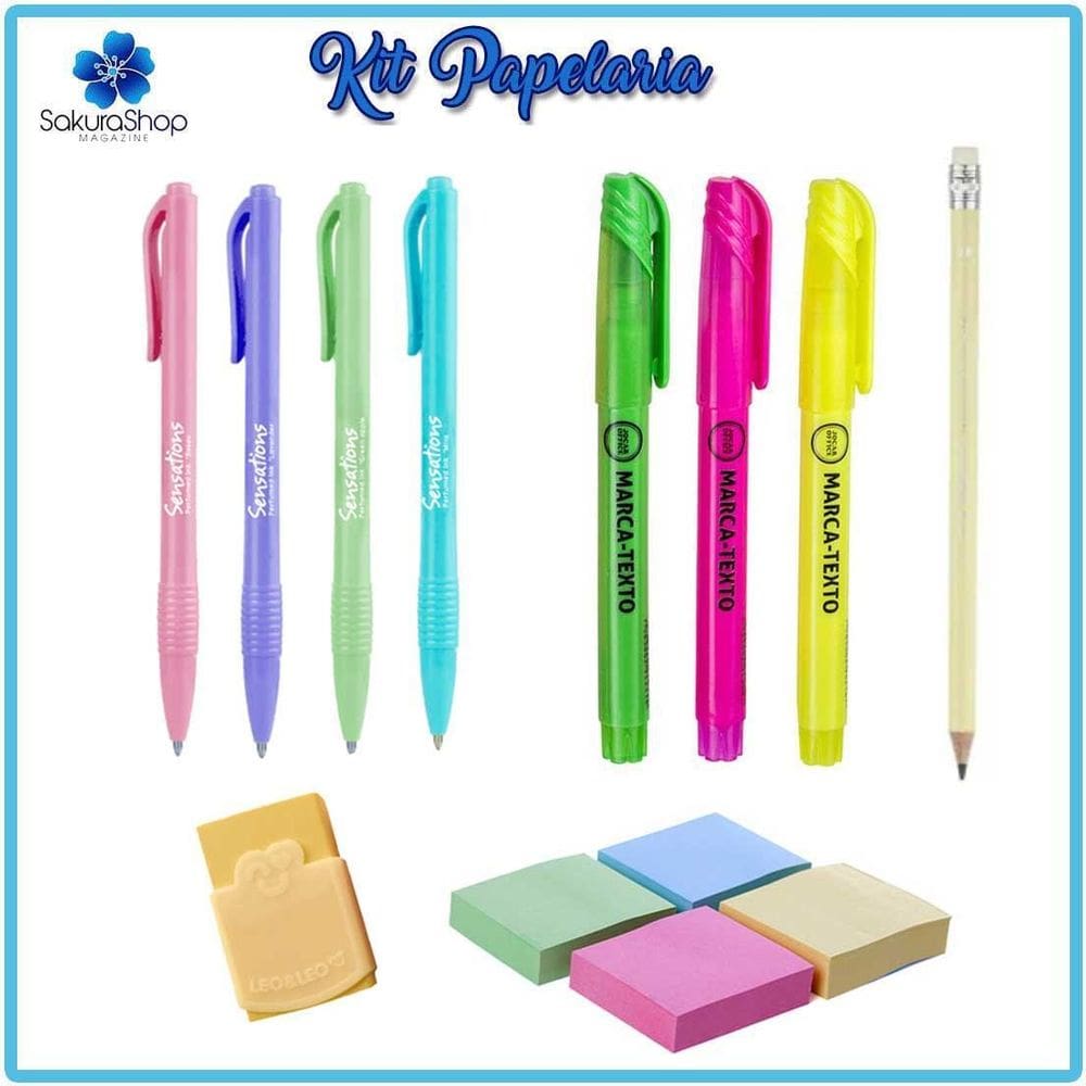 Kit Papelaria Ensino Médio Juvenil Básico Caneta Lapis