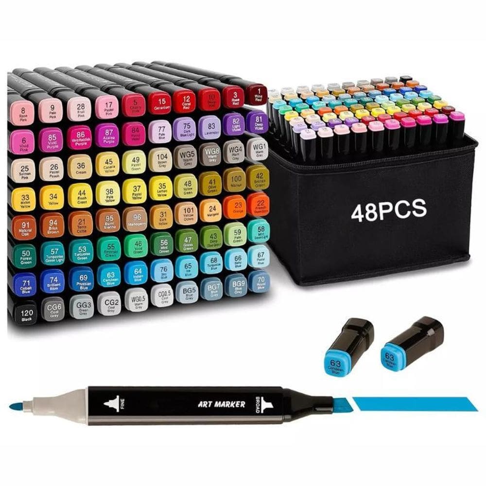 Estojo Caneta Marcadora Ponta Dupla Conjunto Canetas