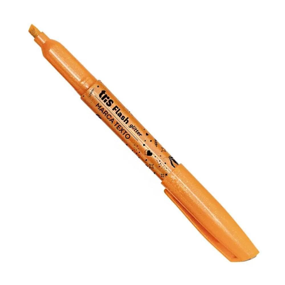 Caneta Marca-Texto Destaca Flash Glitter 1Und Laranja Tris