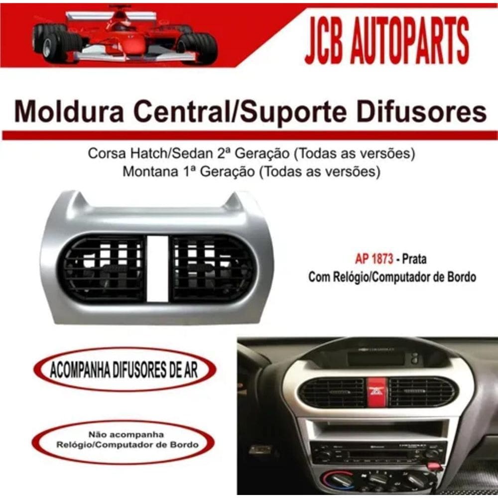 Moldura Central Suporte Difusor Corsa Montana Relógio Prata