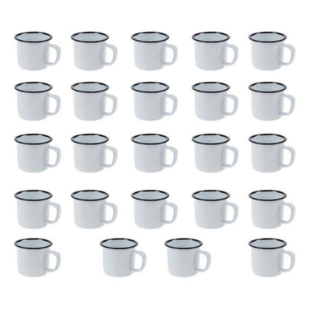 Caneca Esmaltada Retro 350Ml Branca Vintage Jogo 36 Unidades