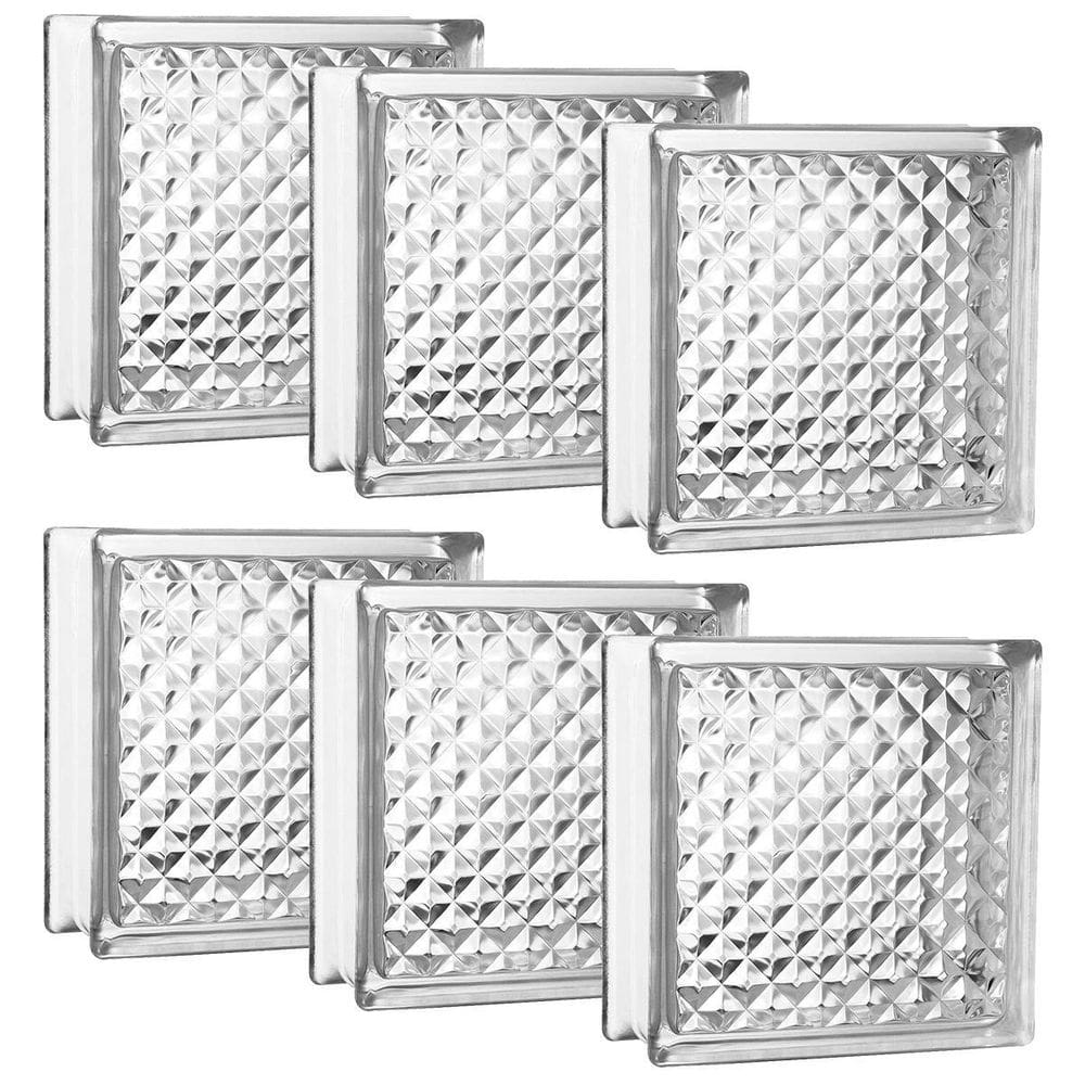 Kit 10 Tijolos Bloco De Vidro Quadriculado 19X19X8 Tradestar