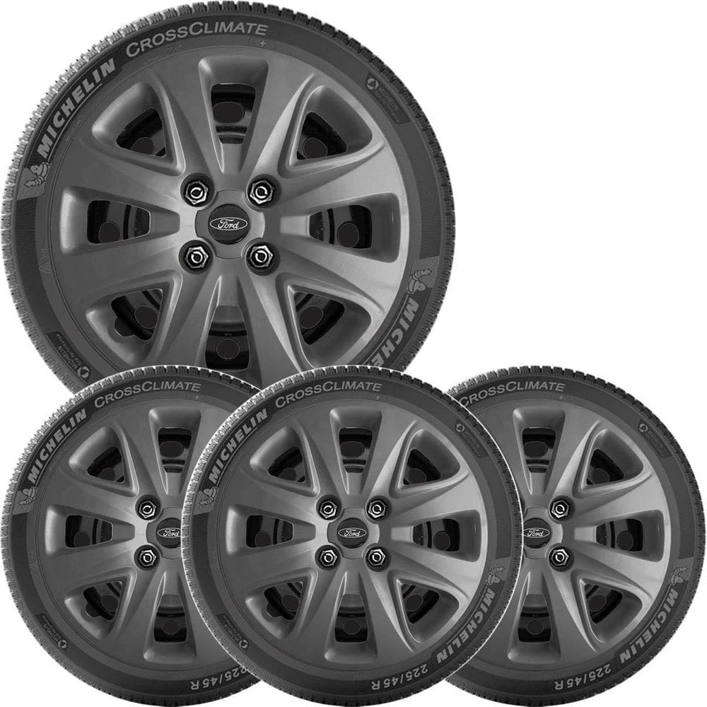 4X Calota Ford Ka Hatch Sedan Aro 14 Grafite Com Logo 340Cb