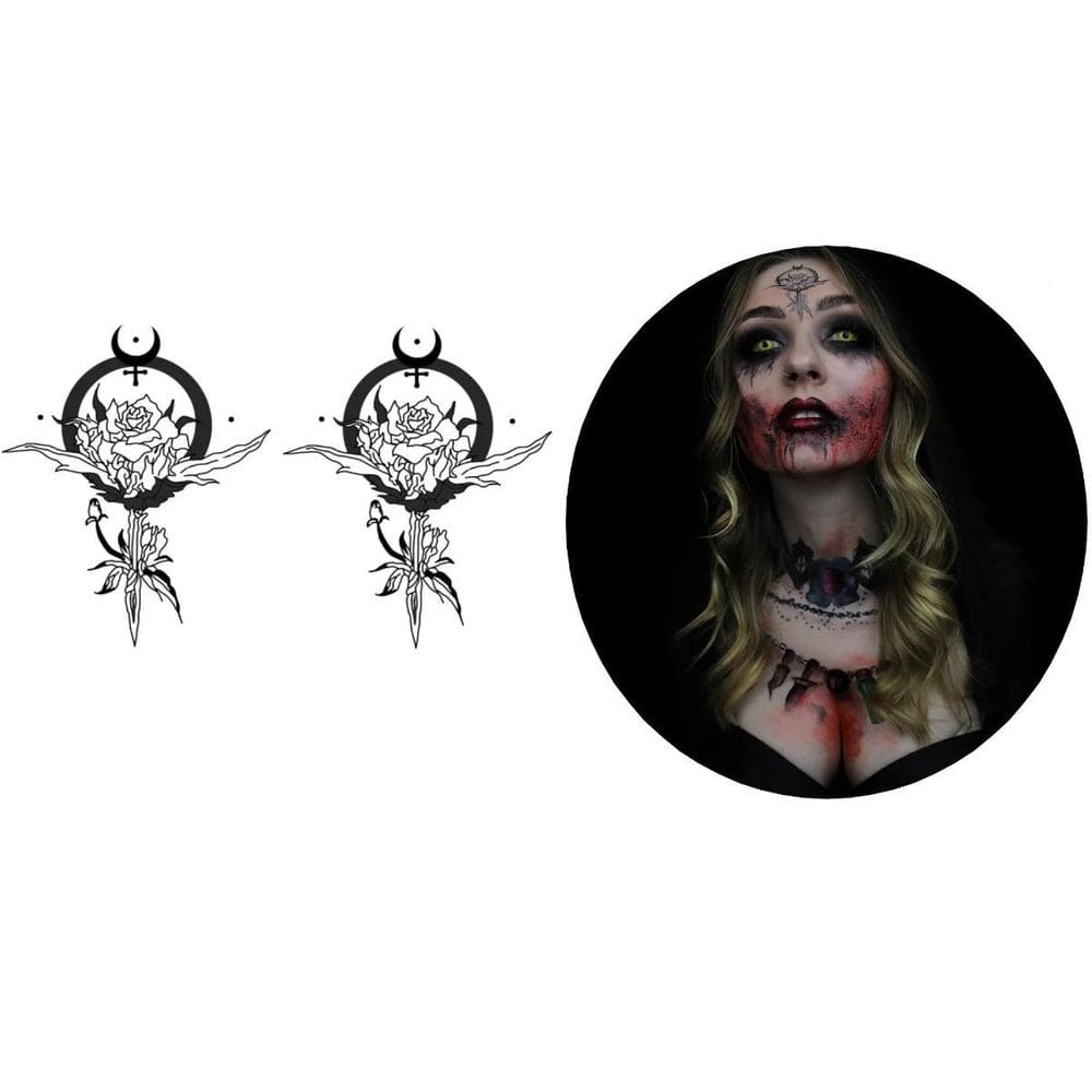 Tatuagem Temporária Kit 2 Cosplay Cassandra Dimitrescu 45Mm