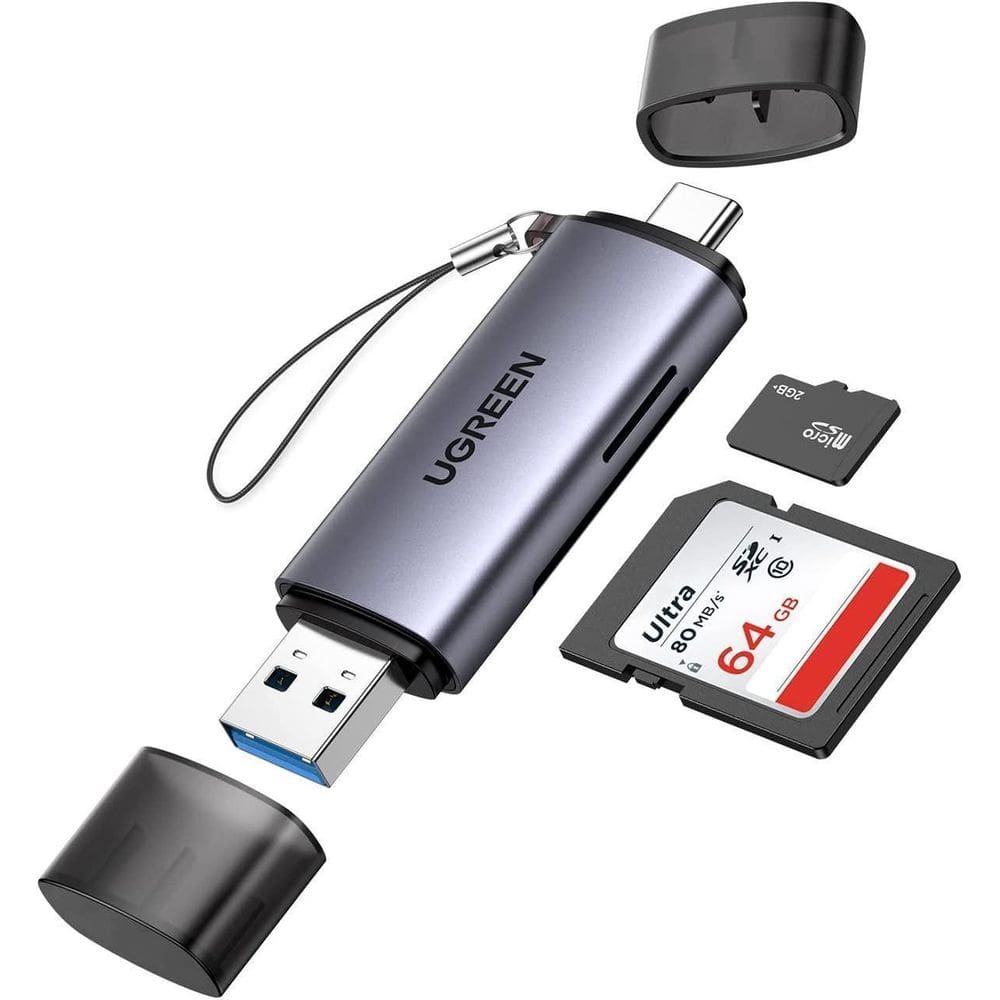 Leitor De Cartão Ugreen 2 Em 1 Usb Tipo C 3.0 Micro Sd Tf
