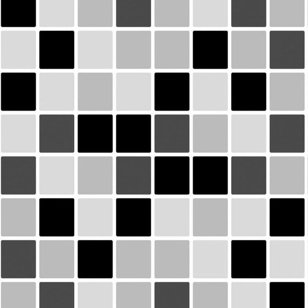 Papel De Parede Pastilhas Preto E Cinza Autocolante Cozinha