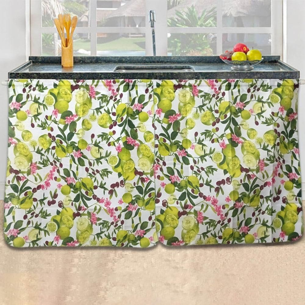 Cortina De Pia 1,50X80Cm Balcão Cozinha Limão Taiti