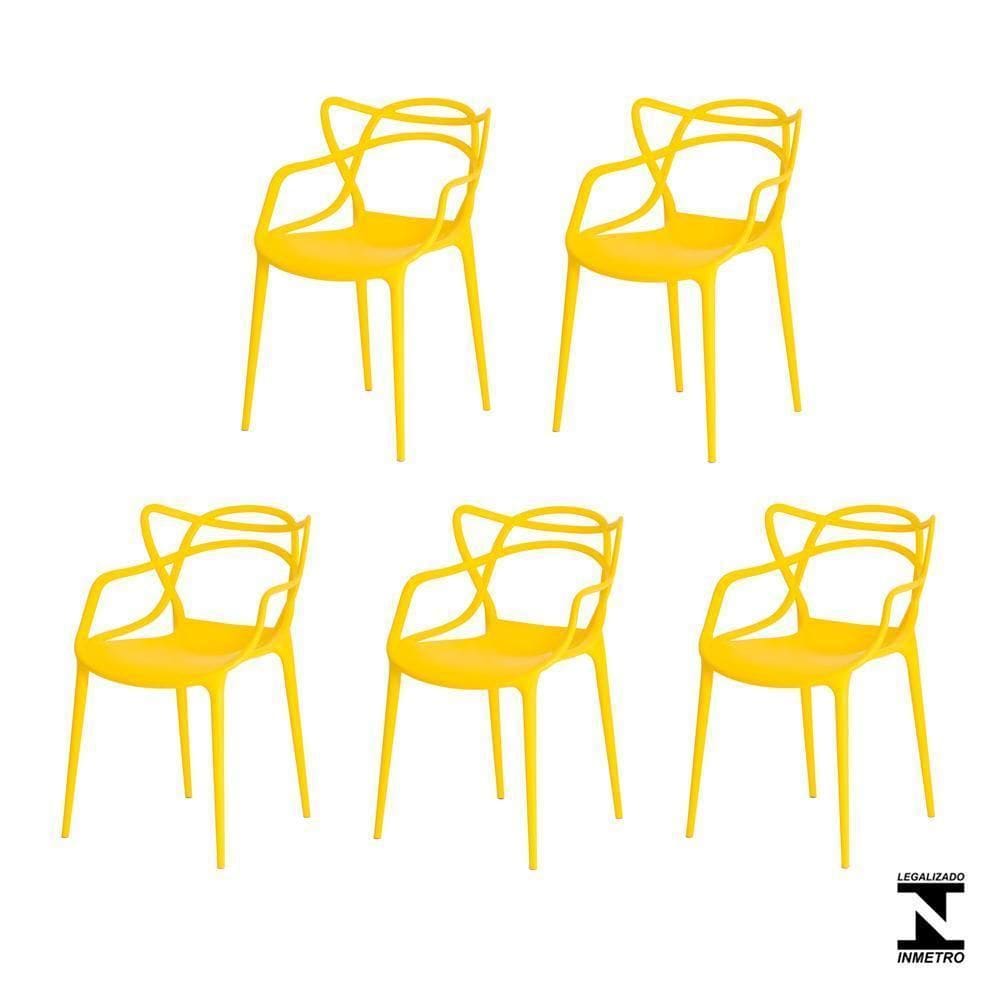 Kit 5 Cadeiras Allegra Amarela Sala Cozinha Jantar