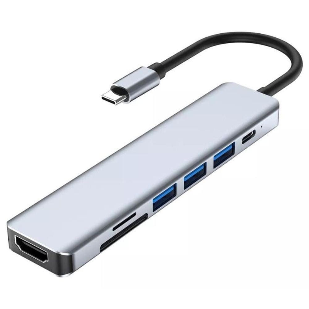 Hub Tipo C 7 Em 1 Hdmi 4K Usb 3.0 Usb-C Pd Cartão Sd