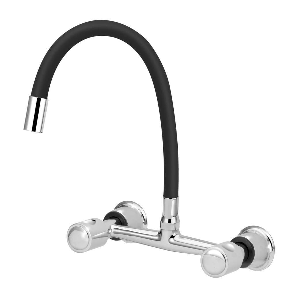 Torneira Misturador Gourmet Flexível Preto Cozinha Parede