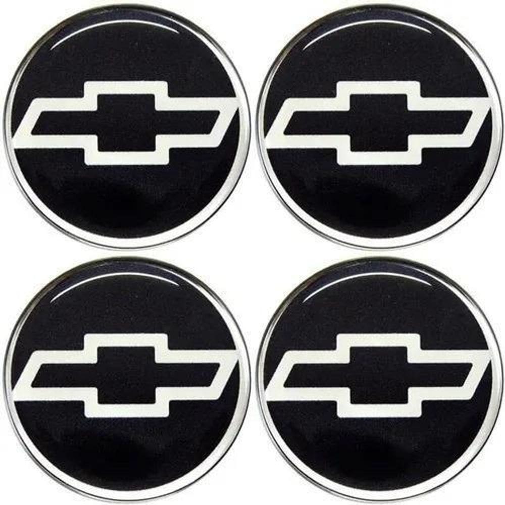 Jogo 4 Emblema Adesivo Calota Gm Meriva Resinado Preto 48Mm