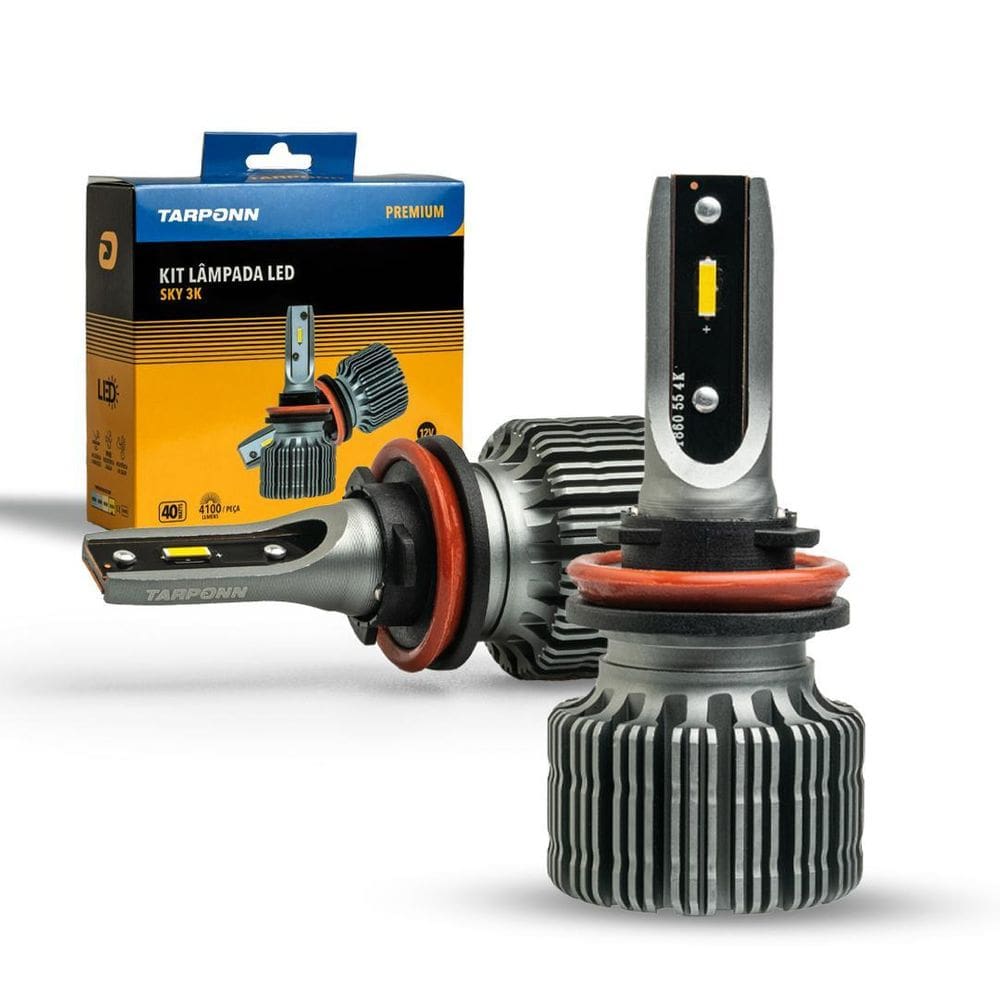 Kit Lâmpada Led Sky H8/H9/H11/H16 3000K 8200 Lm 12V 80W