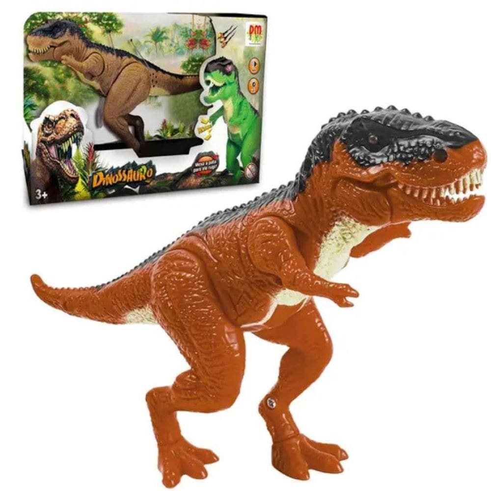 Brinquedo Boneco Dinossauro Articulado Som Luz Com Bateria