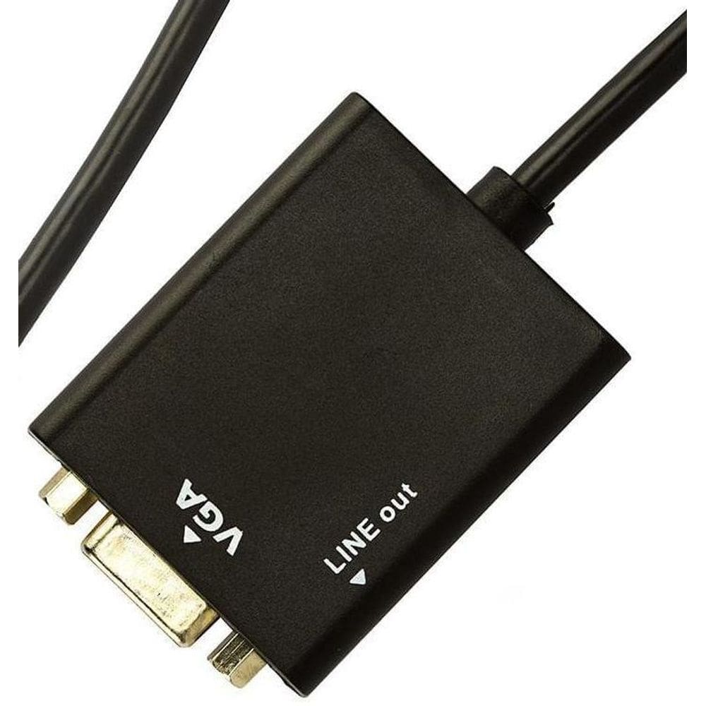 Cabo Adaptador Mini Hdmi Para Vga Com Áudio - Preto