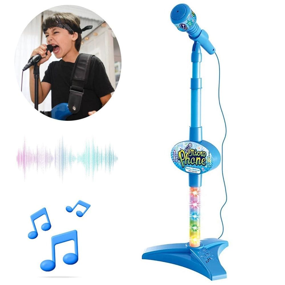 Microfone Infantil Pedestal Som E Luz Conecta Celular