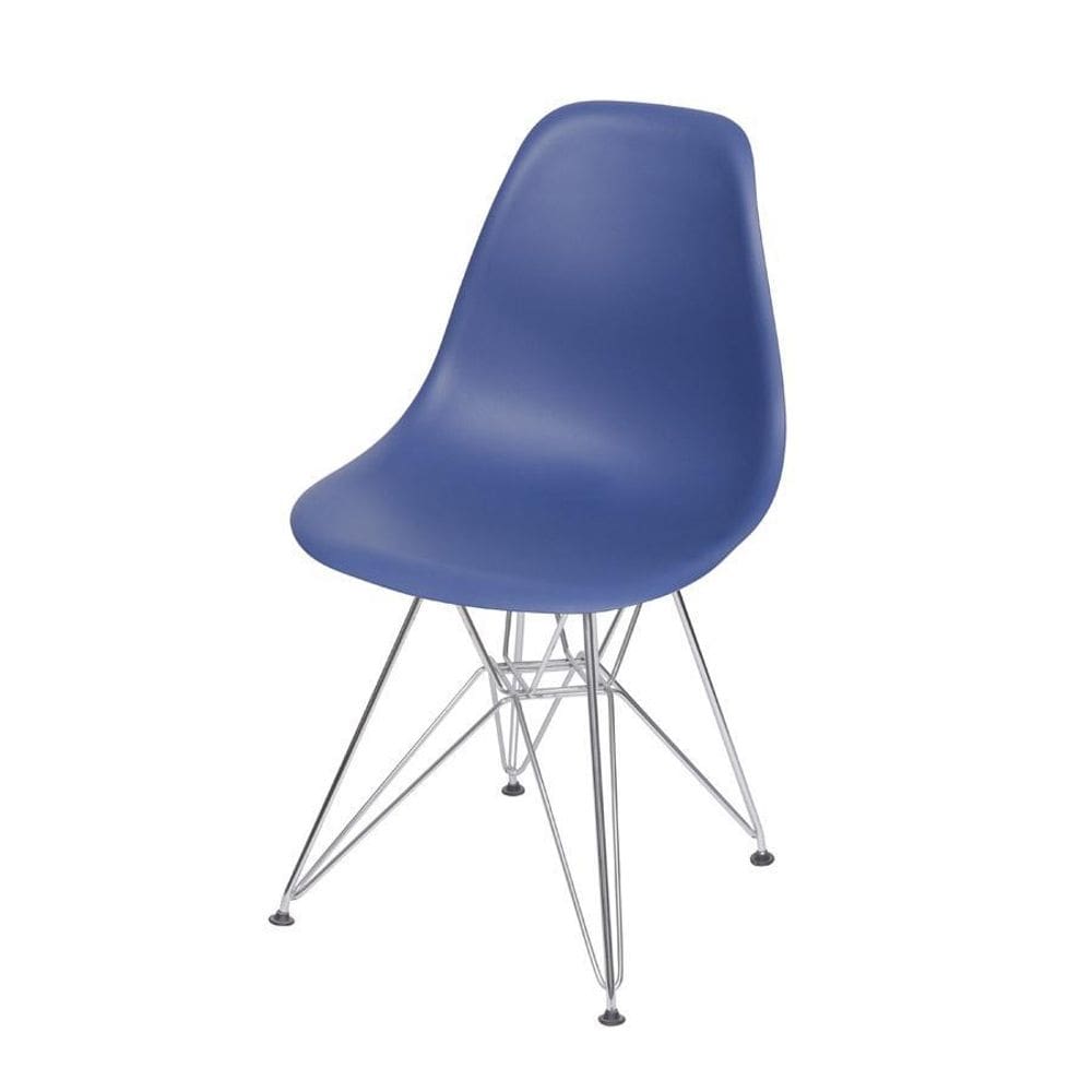Cadeira Boxbit Dkr Eames Base Cromada Azul Marinho