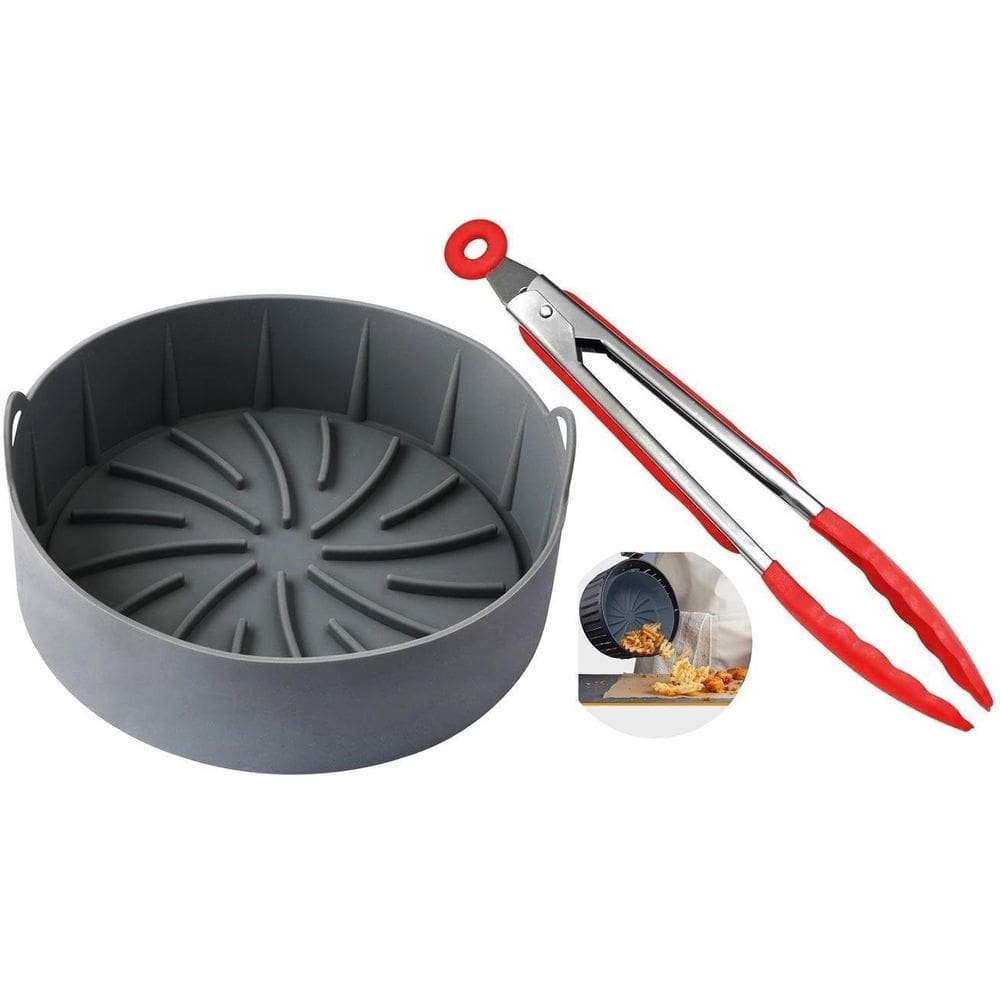 Kit Forma Silicone Redonda Fritadeira Air Fryer + Pegador