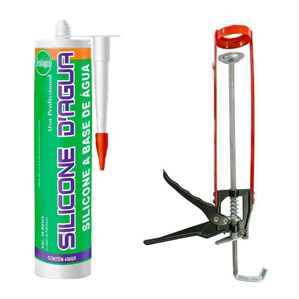Kit Silicone Cinza 450G Selante Acrílico Com Aplicador