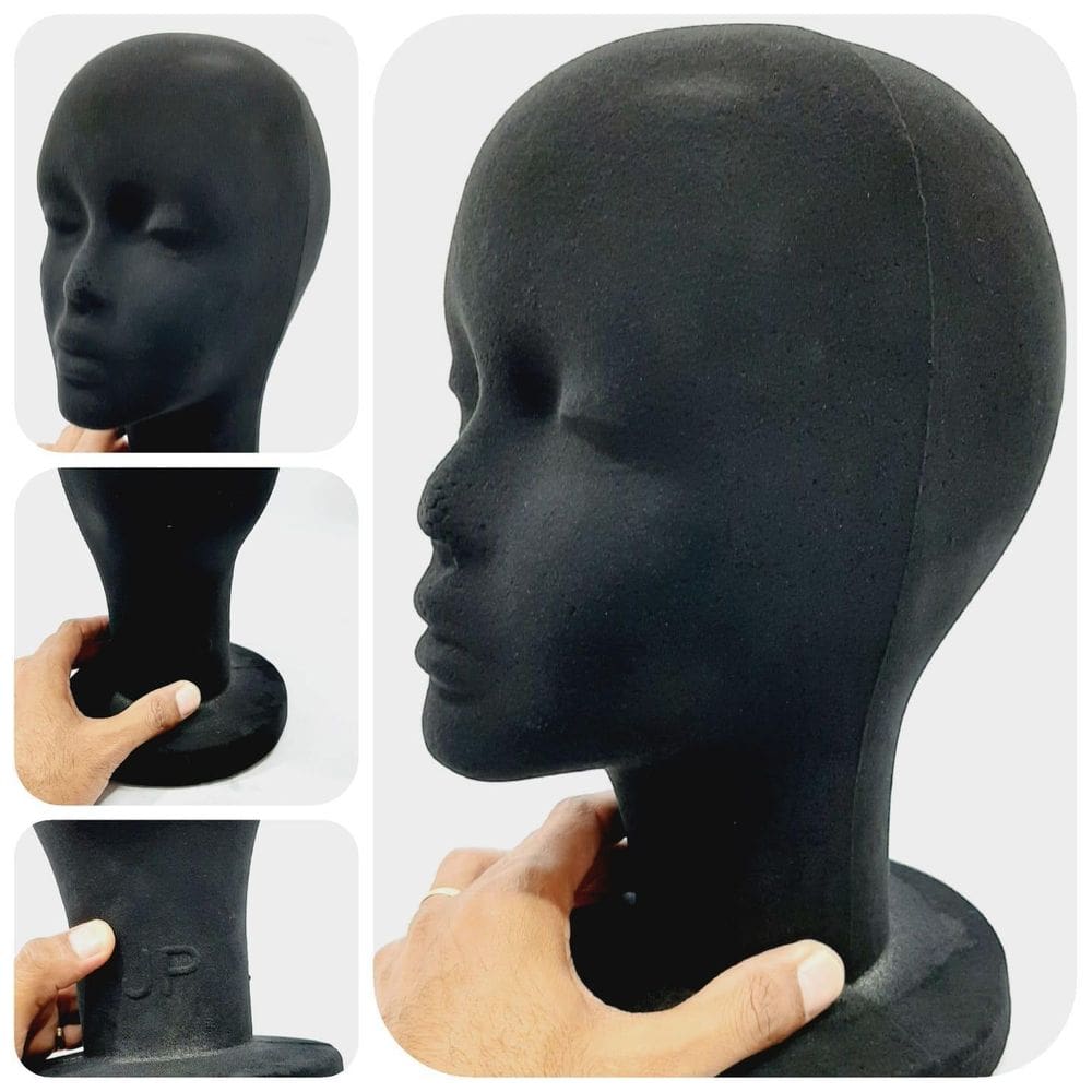 Cabeça Isopor Preto Feminina - Expositor Manequim Peruca