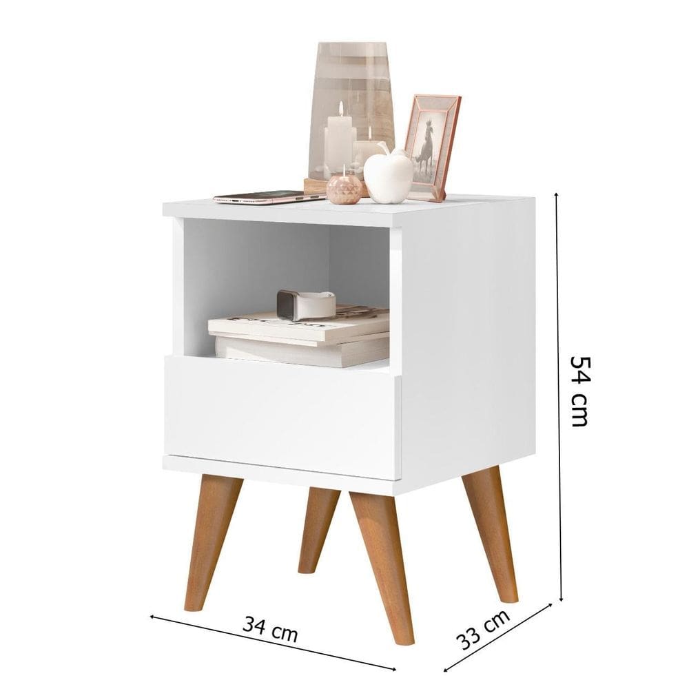 Mesa Cabeceira 1 Gaveta Pés Palito Pix Branco Comprar Moveis