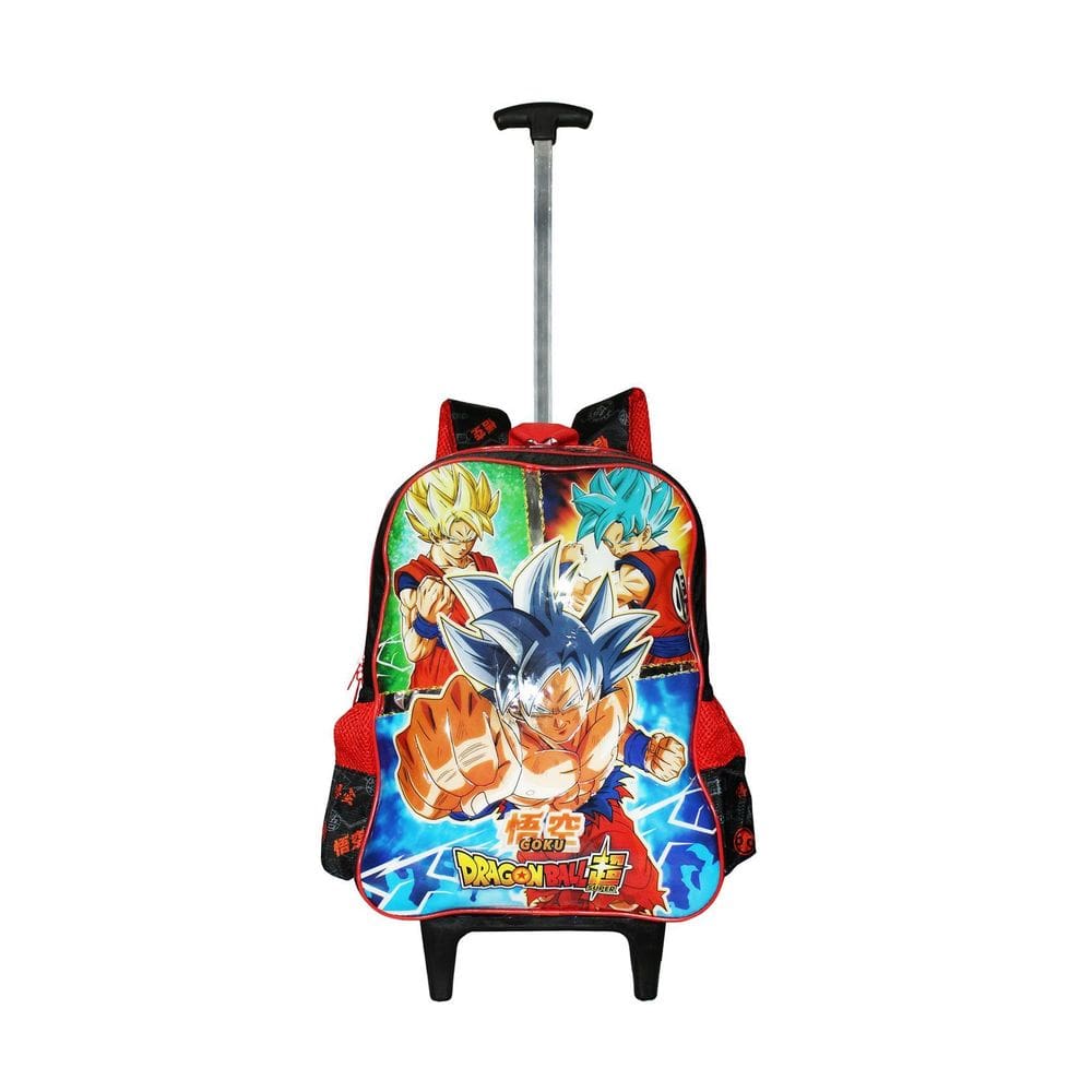 Mochila Escolar Dragon Ball Rodinhas Meninos Preta Grande