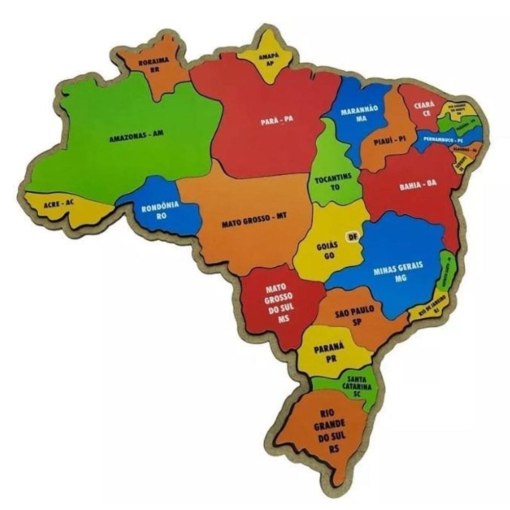 Mapa Brasil Educativo Quebra Cabeça Pedagógico Medio 38X37Cm