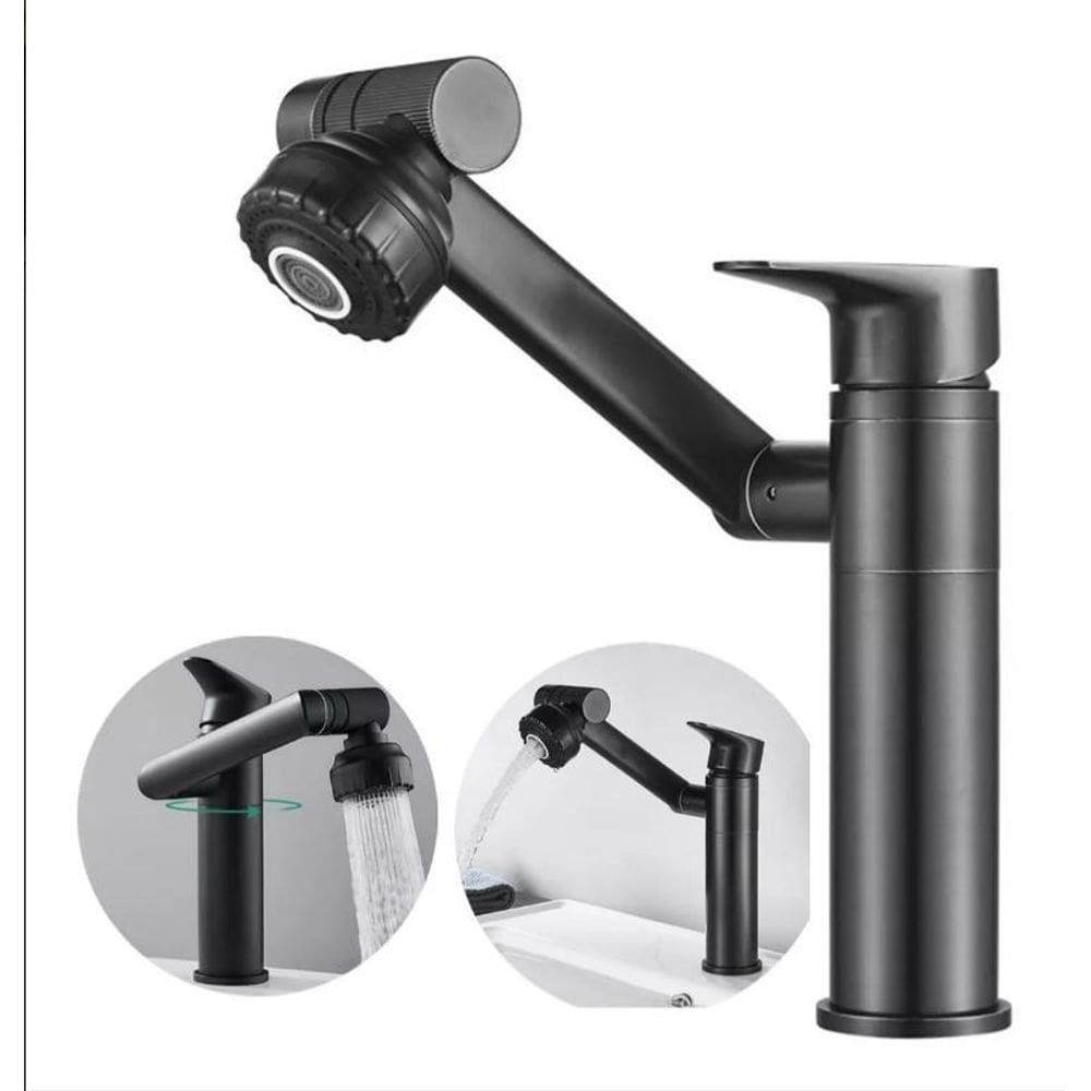 Torneira Lavabo Banheiro Monocomando Luxo 360 Rotativa Preta