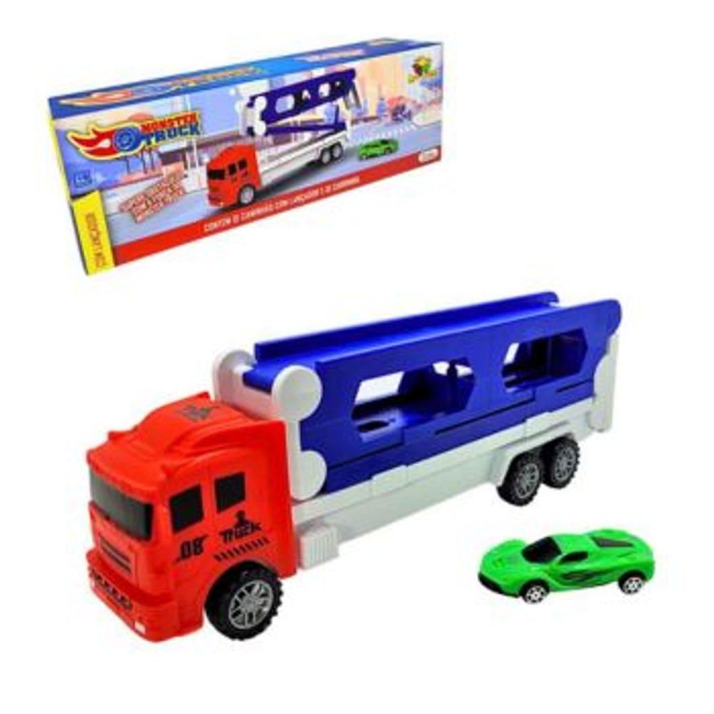 Caminhao Truck Pista com Lancador de Carrinho Art Brink Brinquedo Infantil Recreativo