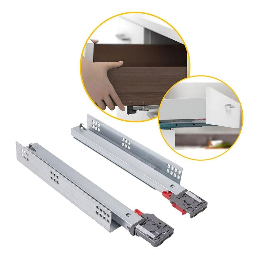 Par Corrediça Telescópica Oculta 30Cm Gaveta Amortecedor