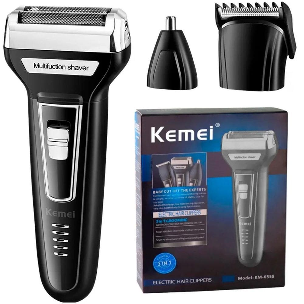 Barbeador Kemei 3 Em 1 Corte Limpo E Prático