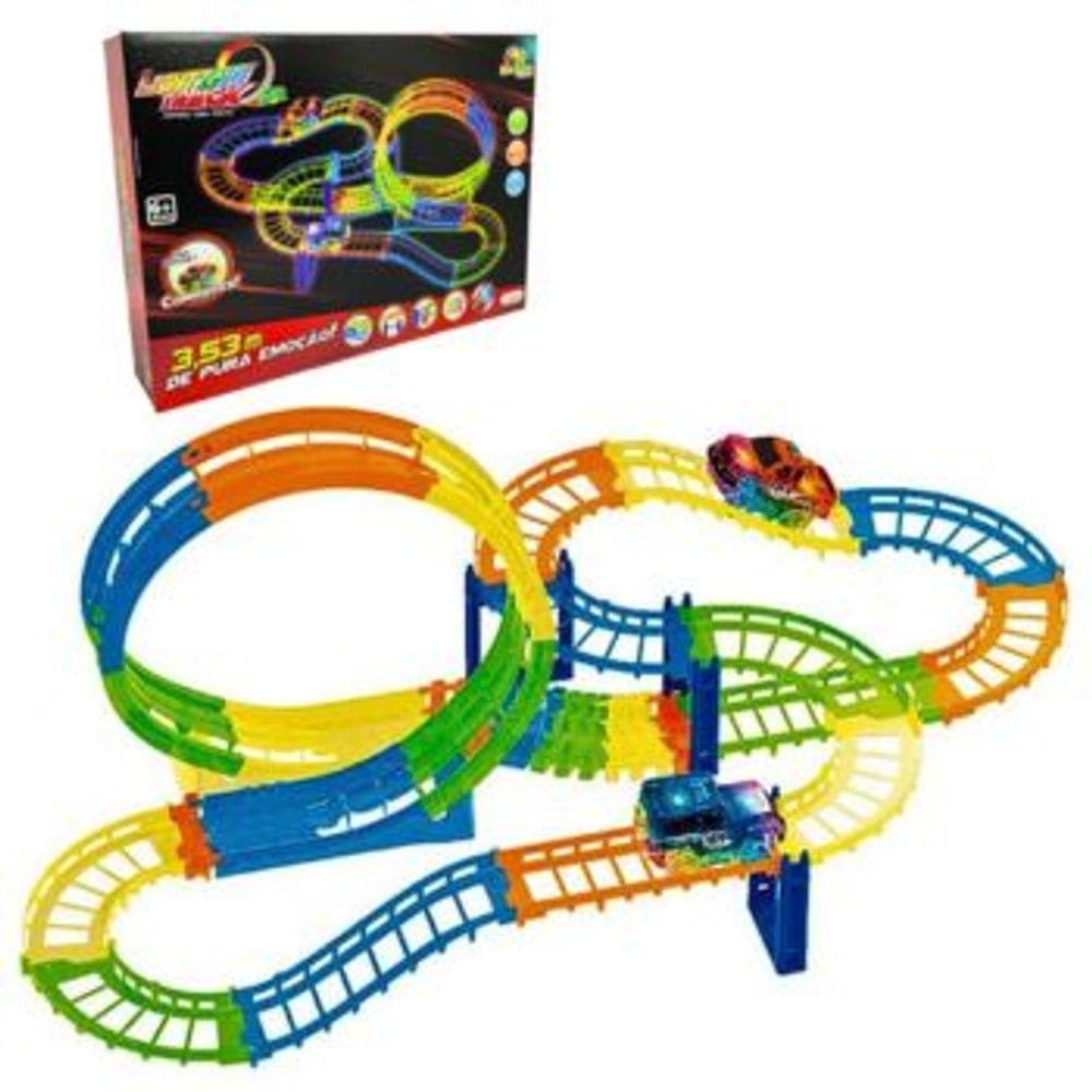 Pista Color Looping 3,53 Metros 51 Pecas Art Brink A Pilha Brinquedo Recreativo
