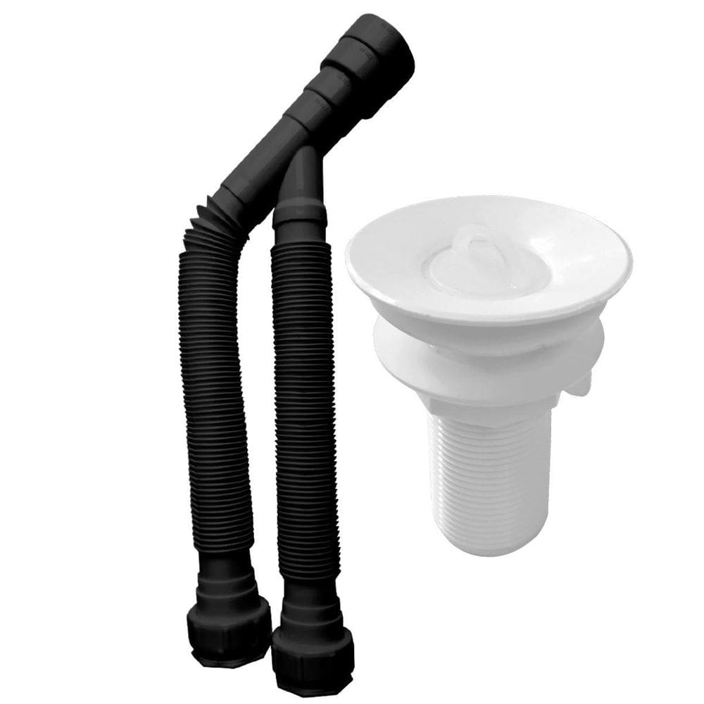 Kit Sifão Preto 80Cm + Válvula V8