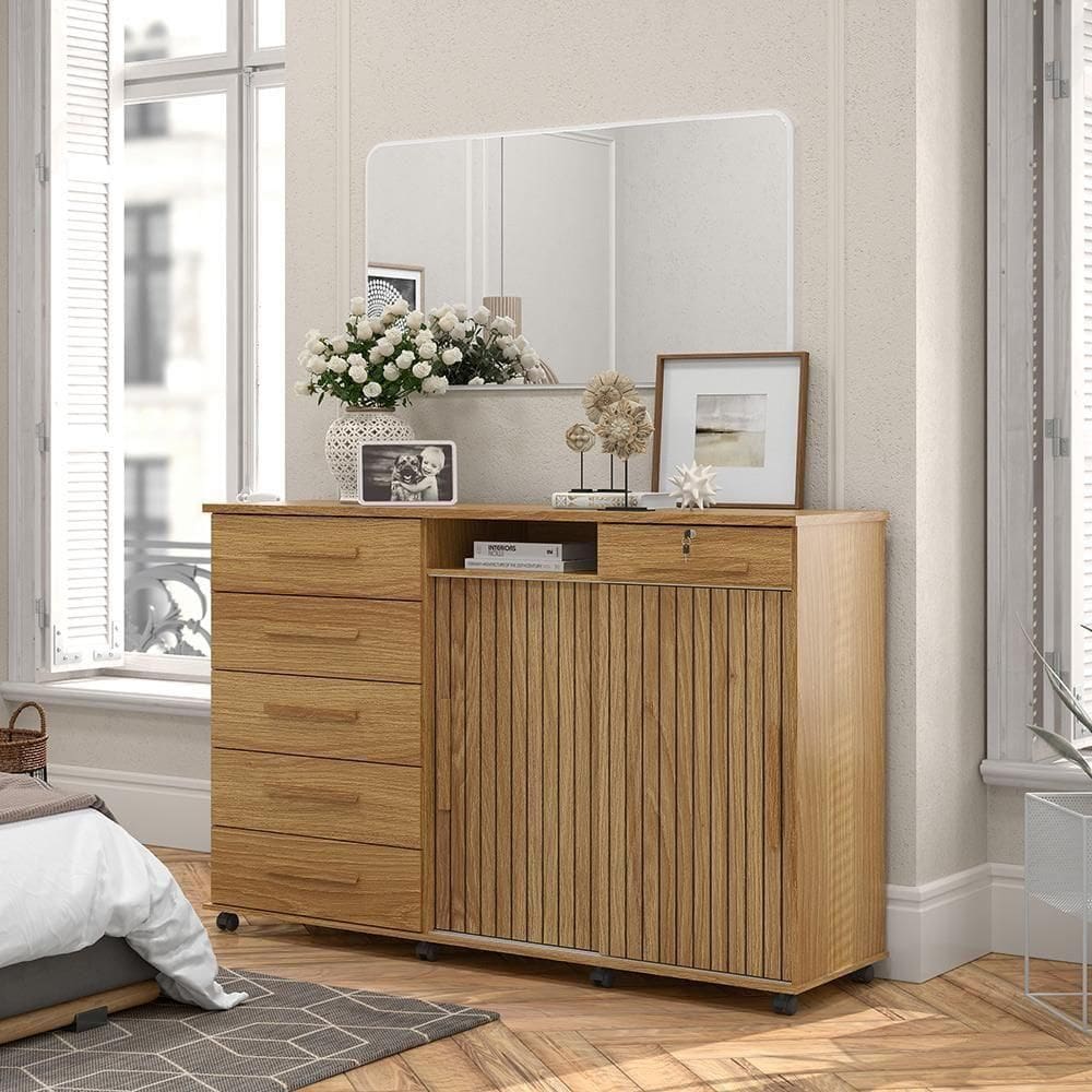 Cômoda Max 6 Gavetas E 2 Portas Lukaliam Móveis Freijó Freijó