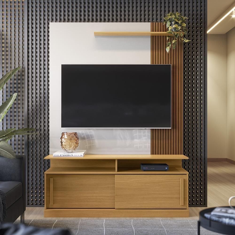 Rack Home Painel Até 60 Polegadas Chicago Tauari Com Off Perolizado - Lukaliam Móveis