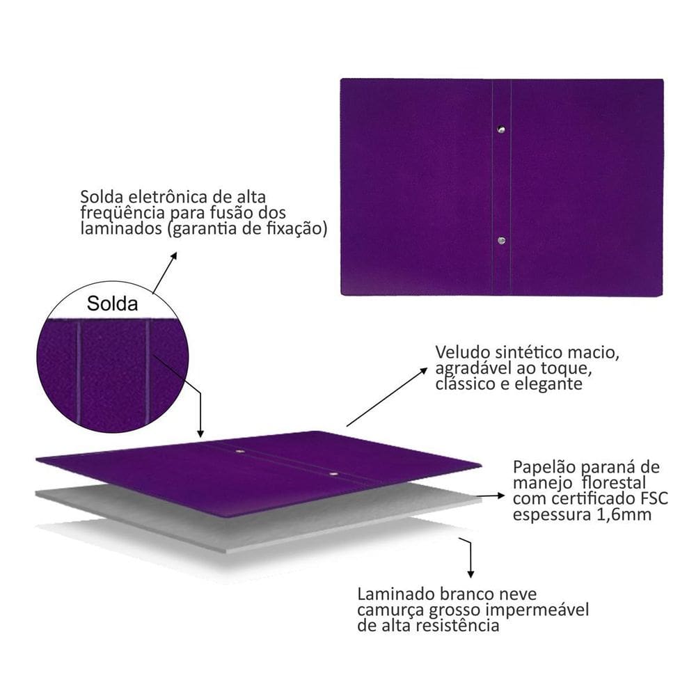 Album Para 40 Fotos 15X21 Veludo Macio Azul Marinho Elegante