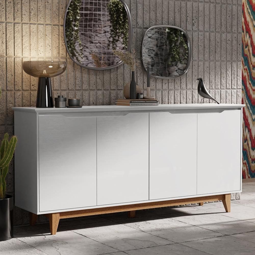 Aparador Buffet 4 Quatro Portas Mdf Moderno Prático Flow