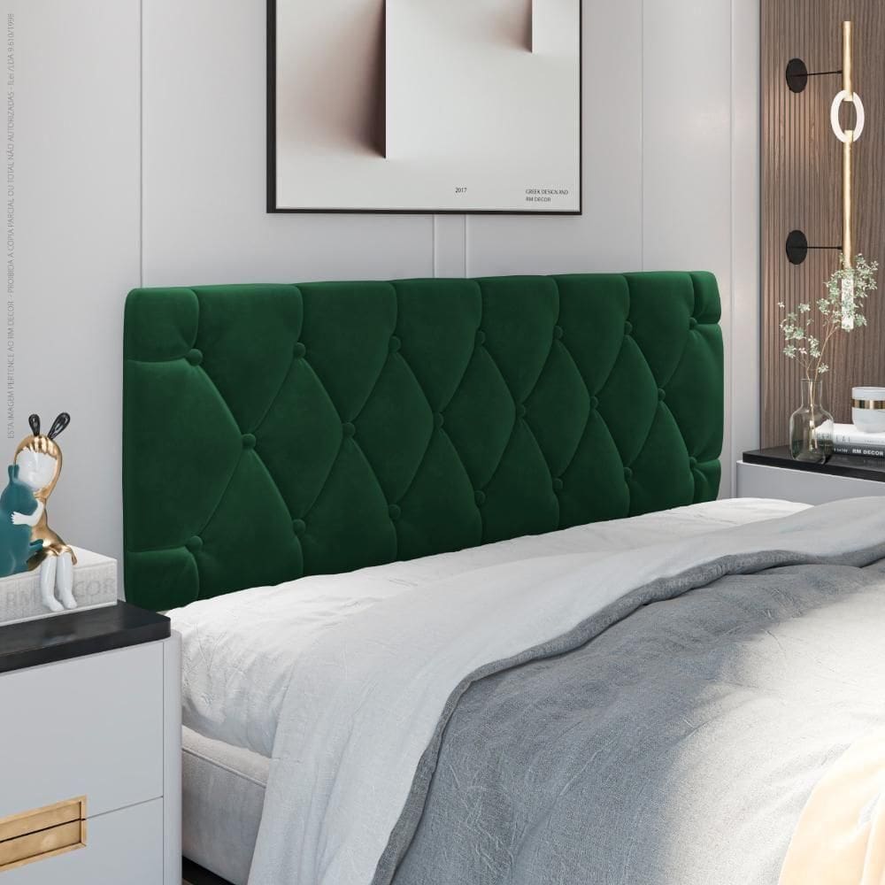 Cabeceira Almofadada Grazy - 140cm Suede Madeira Verde - Movelove Verde