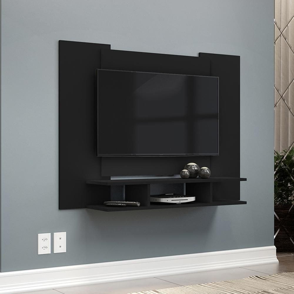 Painel Ej - Mdp 1 Porta E 1 Gaveta Preto - Ej Móveis